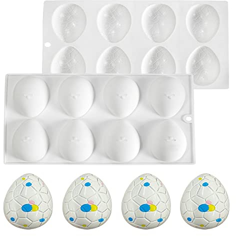 mostsom 8-Cavity Easter Egg Candy Silicone Molds,Chocolate Truffles Mold for Fondant Mould,Hard Candy Mold Pralines Gummy Jelly Mold (Easter Egg J)