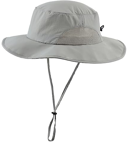 Magracy Herren-Sonnenhut mit UPF 50+ breiter Krempe UV-Schutz Safari-Hut für Damen Angeln Wandern Gartenarbeit Hellgrau