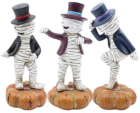 Halloween Deko Kreative Halloween Statuen Kürbis Tanzende Mumie Dekorationen Harz 3PCS Deko Wohnzimmer Interessante Herbstdeko Herbstdeko Deko Wohnzimmer (As show, One Size)