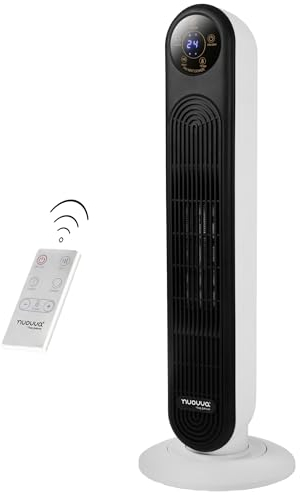 Electric Heater Energy Efficient – Heaters for Home Low Energy – Silent Oscillating Ceramic Fan Heater – Touch Screen, 2000W Tower Halogen Heater Fan With Remote Control – by Nuovva