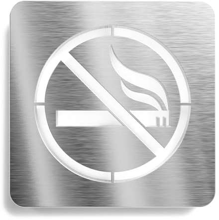 Urhome Verbotsschild Rauchverbot Schild aus V2A Edelstahl - Laserschnitt Gravur Schild - Hinweisschild Rauchen verboten Lasergravur für Außenbereich Parkplatzfläche