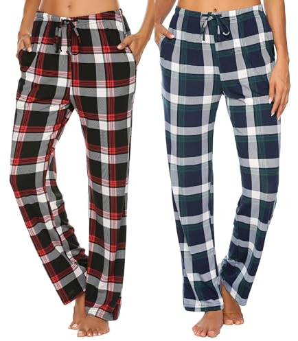 Ekouaer Damen Yoga-Hose Schlafanzughose Weich Pyjamahose Fitness Lange Stretch Drawstring Hosen Freizeithose Strandhose Weites Bein Hose M