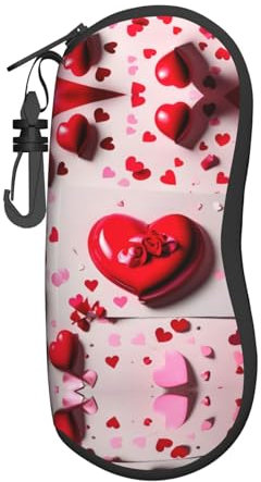 berbo Custodia grande per occhiali di San Valentino, alla moda, da donna, con guscio rigido resistente e chiusura a cerniera, nera, taglia unica, Nero, One Size