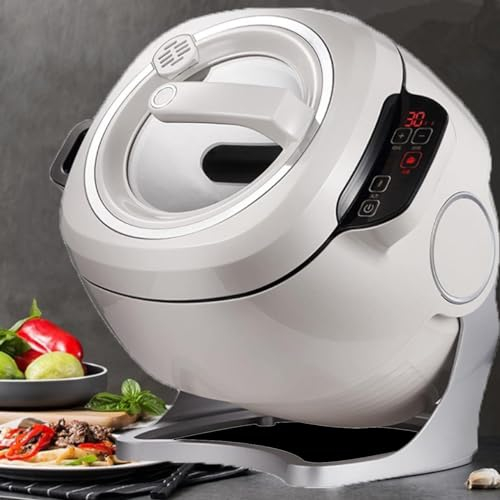 Macchina per cucinare automaticamente, macchina per riso fritto Wok da 2000 W 6 litri, avvio intelligente con un clic, tre velocità regolabili, rotazione automatica a 360 °, per friggere