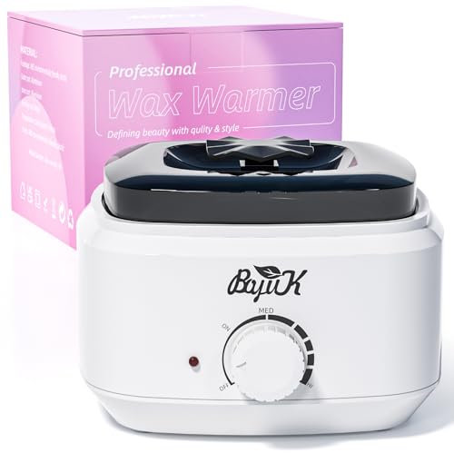 Wax Pot, BOYUJK Professional Wax Heater for Women and Men, Hair Removal Wax Warmer with See-Through Lid and 600ml Aluminum Wax Pot (White)