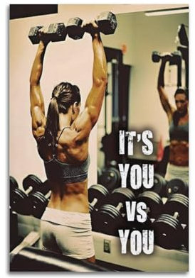 GUOYIN Motivationsposter It's You Vs You, dekoratives Leinwandbild, Familienschlafzimmer, Kunstwerk, Bild, Gemälde, 40 x 60 cm