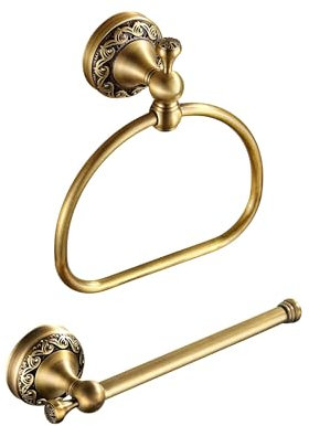 NIMURY Antique Toilet Paper Holder Hand Towel Holder 2 Pieces Set Bathroom Hardware Towel Ring Tissue Roll Holder Toilet Tissue Holder Antique Bathroom Accessories Set Wall Mount Stainless Steel