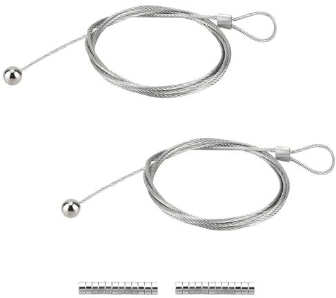 Cable Para Colgar Foto, 2 Pcs 304 Inoxidable Foto Cuerda de Alambre 2Meters x 1,5mm, con 24 Imanes de Botón, Ajustable Cuerda de Alambre de Scero Inoxidable, Cordones para Colgar Obras de Arte