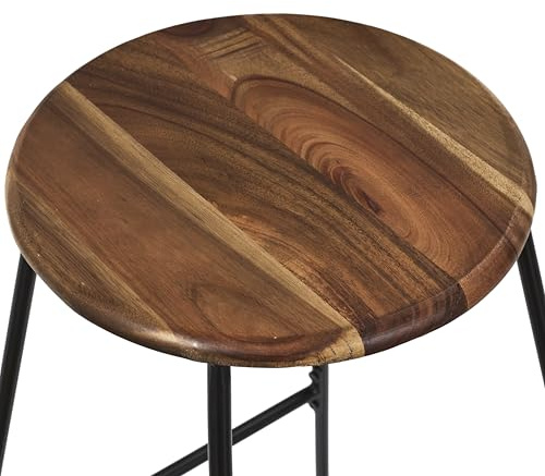 HOME DECO FACTORY Küchenwagen Servierwagen auf Rollen Holz/Metall | Akazienholz, Barhocker, Kollektion Softness, Küche oder Bar, 42 x 70 x 42 cm, braun und schwarz