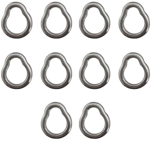 Angelringe, Edelstahl, nahtlos, solide Angelringe, 8 Formen, Angelköder, Anschluss für Salzwasser und Süßwasser, 10 Stück