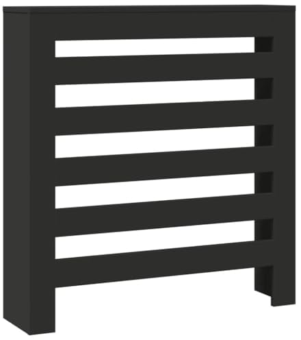 vidaXL Cubierta de radiador Madera de ingeniería Negro 78x20x82 cm, Tapa de radiador, Cubierta Alta del radiador, Tapa de la válvula del radiador