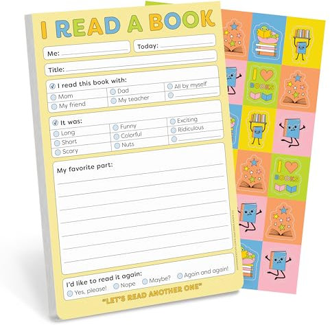 Knock Knock Kids I Read a Book Playtime Pad: Kinder-Aktivitätenblock, 40 Blatt plus farbiger Stickerbogen, 15,2 x 22,9 cm