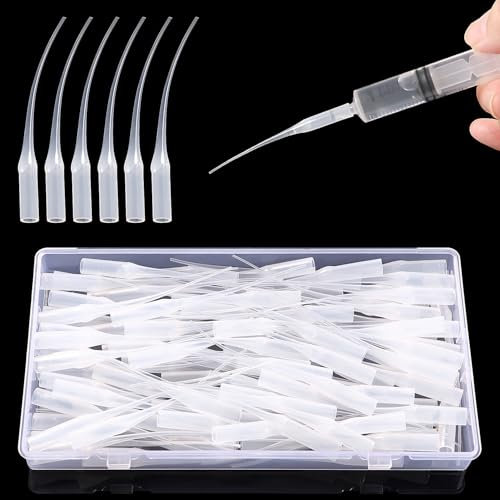 VooGenzek 100 Pièces 0.7mm Plastique Micro-pointes Colle, Embout de Bouteilles de Colle, Micro-Pointes de colle Plastique Longue Bouche, pour Loisirs Créatifs Modélisme Loisirs Créatifs