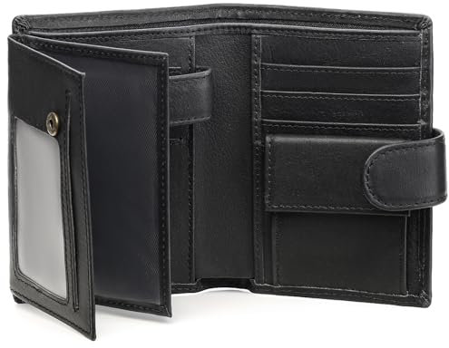 GOIACII Geldbörse Herren Leder mit RFID Schutz I Großes Portemonnaie für Männer I 13 Kartenfächer und 3 Transparente Fenster I Brieftasche Groß mit Münzfach