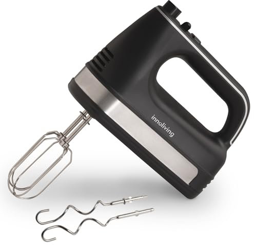 Innoliving Sbattitore Elettrico INN-882/INN-883, 6 Velocità Regolabili, Fruste in Acciaio Inox, Funzione Turbo, Design Compatto, Ideale per Impasti, Montare Panna e Uova, Tasto Eject (300, Watt)
