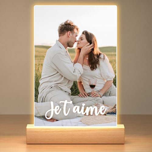Bulaient Cadeau Noel Personnalisé Femme & Homme, Cadre Photo Personnalisé avec Photo, Plaque Acrylique Personnalisée, Cadeau Anniversaire Personnalisé pour Femme, Homme, Couple, Copain, Copine