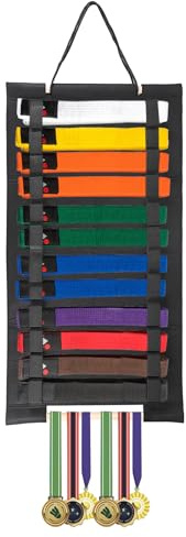 SUMNACON Soporte para cinturón de artes marciales, soporte para montaje en pared para 12 cinturones de fieltro Taekwondo, judo y karate