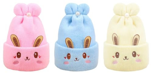 Embhlitfe Neugeborenen Mütze Unisex Baby Mütze Mädchen Hase Baby Mütze Winter Kinder Beanie Winter Weich Strickmütze für 0-12 Monate Babys Unisex (DE/NL/SE/PL, Numerisch, 30, Gebrochenes Weiß)