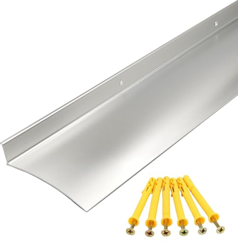 DAILISEN Protector contra goteo de lluvia de aluminio para puertas y ventanas exteriores, de 43,3”, con borde de goteo, desviador, anodizado, 1 pieza, color plateado