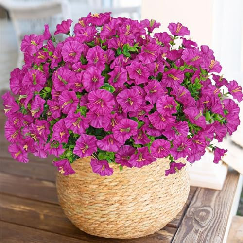 Weldomcor 10 Pezzi Flori da Esterno Artificiali Resistente ai raggi UV Fiori Finti Artificiale Arbusti Ramo Piante Artificiali per Patio Portico Finestra Scatola di Nozze Agriturismo Decor, Fucsia