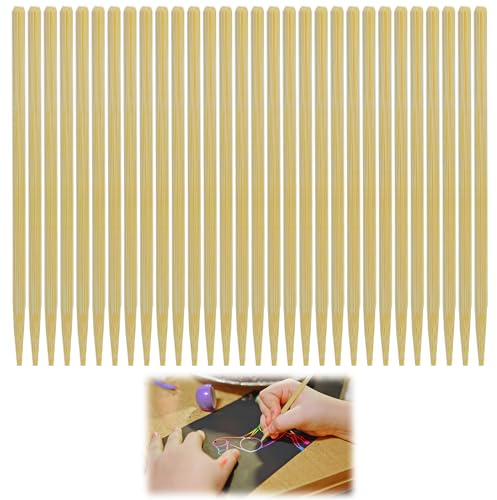 Annlpoy Lot de 30 stylos à gratter en bambou pour Enfants - Idéal pour Dessin, Artisanat, Projets DIY, Activités Éducatives et Créatives, Matériau Écologique et Durable
