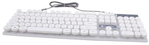 jojofuny Clavier USB Glowing Filaire avec Ronde Clavier Pratique pour Ordinateur Portable Et Tablette Blanc