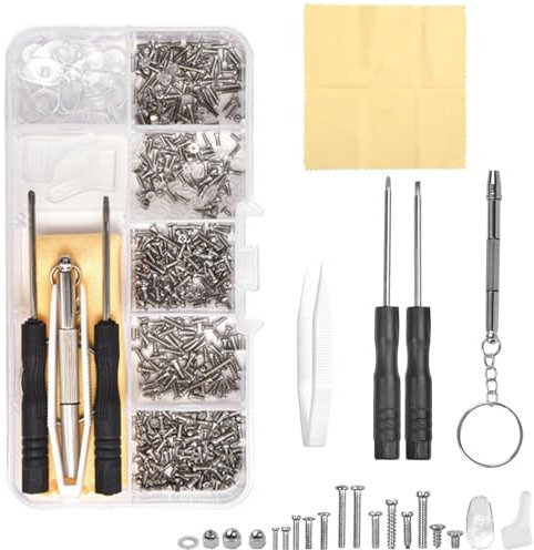 500 PCS Eyeglass Repair Tool Set, Glasses Repair Kit with Screws, Micro Screwdriver, Case, and Tools for Eyewear Repair, Includes Nose Pads, Screwdriver Set, and Glasses Accessories