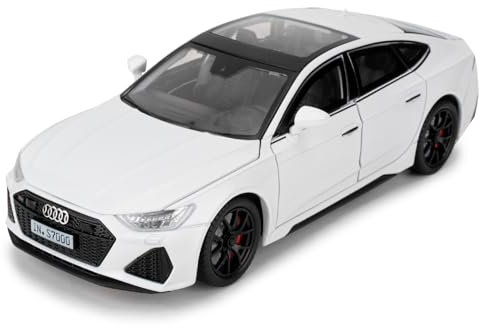 imtfzct 1/24 Supercar RS7 Modellauto, Sound- und Licht-Spielzeugauto mit Pullback-Funktion, Sammlermodell aus legiertem Stahl, Geschenk für Kinder(weiß)