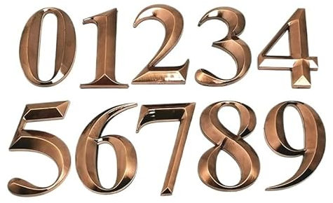 SAYTAK Hausnummer 7CM 0-9 Moderne Haustürnummer 3D Hotel Apartment Türnummer ABS-Kunststoff Rot Kupfer Bronze Namensschild(8)