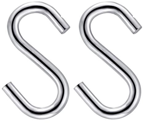 S Hooks Heavy Duty 3.7 inch for Hanging Outdoor Hammock, Garage Hook Swing Hooks M9 9.2x93mm 2 pcs