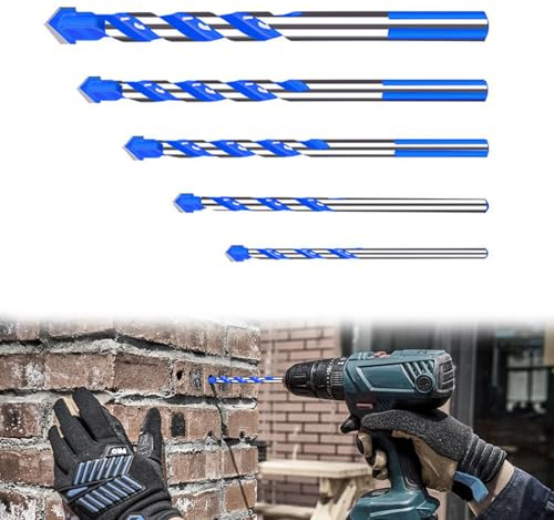 Juego de brocas para hormigón, brocas para azulejos, multiconstrucción, mampostería, a prueba de golpes, punta de carburo para azulejos de cerámica, porcelana, ladrillo, mármol de granito, vidrio