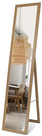 Specchio da Pavimento 36x156 cm Trasportabile Cornice in Legno MDF per Camera da Letto, Soggiorno, Sala da Pranzo, Guardaroba Moderno Elegante Figura Intera con Supporto Rettangolare