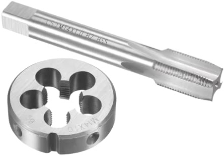 M12 x 1.25 Metric Tap and Die Set, High Speed Steel Right Hand Threading Tool Kit, 1pc Plug Tap and 1pc Round Die for Re-Threading and Thread Repair