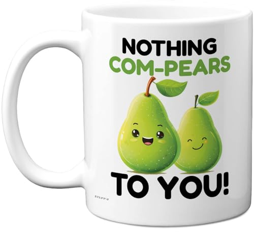 Stuff4 Cute Pear Pun Mug, Smiling Fruit Design for Friendship | Fun Way to Show Appreciation, 11oz Ceramic Gloss Mug