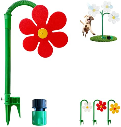 Crazy Daisy Sprinkler, 360° Drehbarer Tanzende Blume Wassersprenger für Rasen & Garten, Dekorative Blumenbewässerung für Outdoor, Stabil & Einfach zu Bedienen (Red)