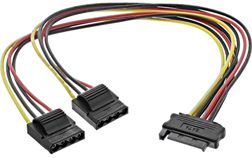 InLine 29684 SATA Strom-Y-Kabel, SATA Buchse an 2x 13,34cm (5,25) Stecker, 0,3m