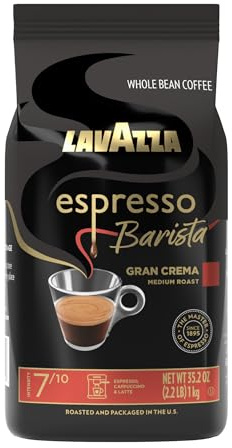 Lavazza Barista Gran Crema Coffee Beans 1kg, Arabica and Robusta Blend, Drum Roasted Whole Beans for Espresso Coffee Machines Pack of 1