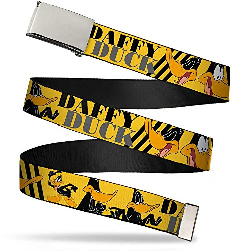 Buckle-Down Unisex-Erwachsene Web Belt 1.25 Grtel, Daffy Duck W/Posen gelb/schwarz, 3 cm Breit-Passt Oben-107 cm Pant Größe
