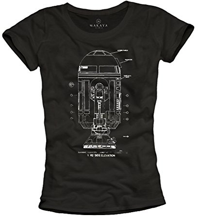Vintage Nerd T-Shirt - R2D2 Roboter - schwarz Größe L