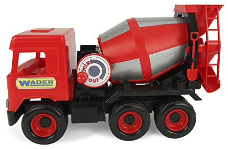 Wader Middle Truck roter Betonmischer im Karton, realistischer Fahrmischer, rotierender Behälter mit Kurbel, L = 43 cm, robuste Konstruktion, ab 3 Jahre
