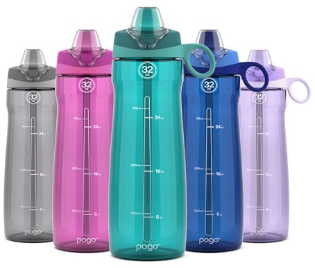 Pogo BPA-Free Tritan Plastic Water Bottle with Soft Straw, 32 Oz, Teal