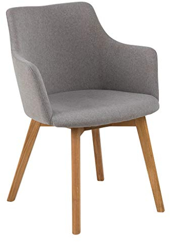 AC Design Furniture Kim Carver Esszimmerstühle, B: 62 x T:59 x H: 80 cm, Hellgrau/Eiche, Stoff, 2 Stk