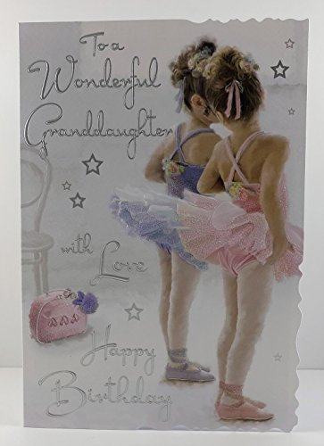 Enkelin Geburtstagskarte – (jj-v501) – Ballett – Samt Reichweite – geprägt, Folie und Flitter Finish