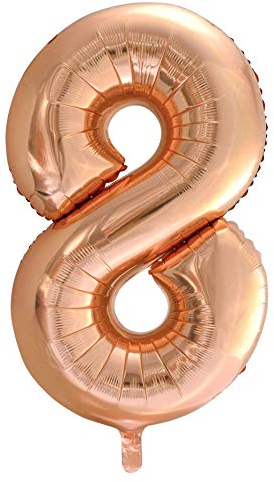 Folieballon 8 rose goud 85cm