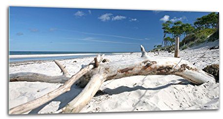 decorwelt Küchenrückwand Spritzschutz aus Glas 80x40 cm Wandschutz Herd Spüle Küchenspritzschutz Fliesenschutz Fliesenspiegel Küche Dekoglas Strand Weiß