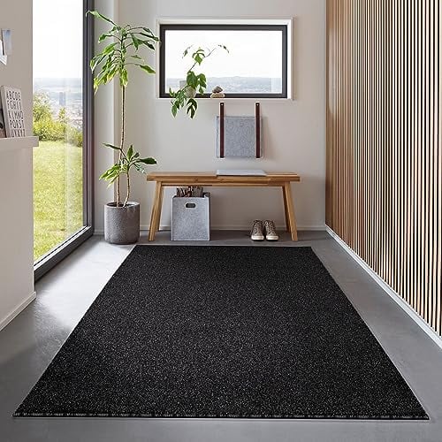 Carpetsale24 Teppich 160x230 cm Anthrazit, Kurzflor, Einfarbig, Modern, Rechteckig, Pflegeleicht, Rutschhemmend, Bodenteppich für Wohnzimmer, Schlafzimmer, Essbereich