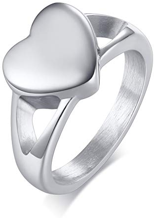 XUANPAI Edelstahl Herzform Asche Ring Feuerbestattung Urn Memory Ring Für Frauen Öffnende, Größe 59