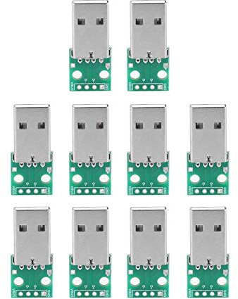Keenso 10pcs Adaptateur USB Type A vers Dip, Carte de Commutation USB Mâle 4 P Adaptateur Dip 2.54mm Connecteur de Conversion