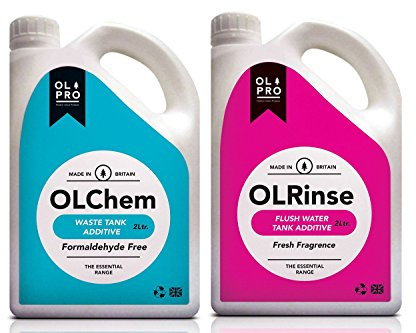 OLPRO Toilet Chemicals Twin Pack – OLChem Waste Tank Fluid & OLRinse Flush Additive – 2 × 2 L – Formaldehyde‑Free Toilet Treatment for Camping, Caravan, Motorhome & Boats