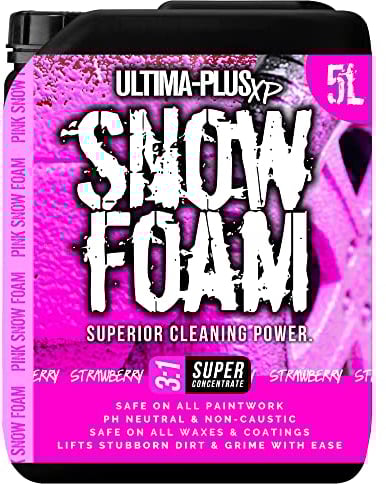 Ultima-Plus XP Pink Snow Foam pH Neutral Car Shampoo Wash - Super Thick Foam Pre-Wash Vehicle Cleaning Detailing - Strawberry Fragrance (5 Litres)